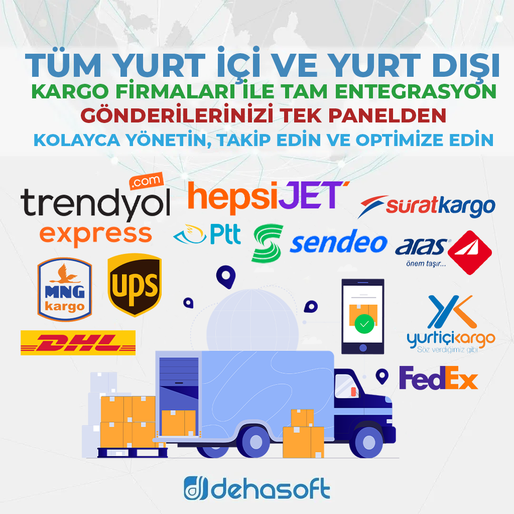 Tüm Yurt İçi ve Yurt Dışı Kargo Firmaları ile Tam Entegrasyon